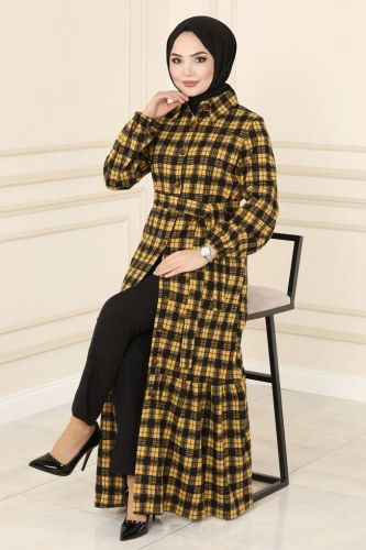 moda selvim Dress 7006MRT754 Mustard - Thumbnail