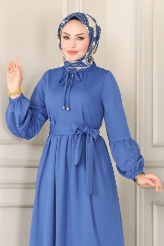 moda selvim 7009MRT754 ياقوتي فستان - Thumbnail