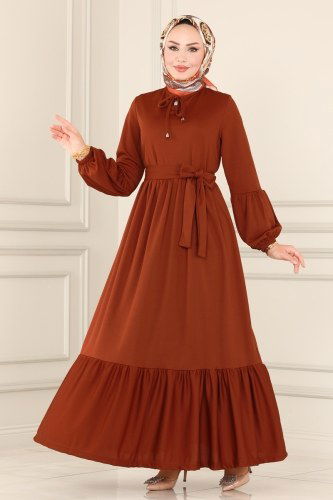 moda selvim Dress 7009MRT754 Tan - Thumbnail