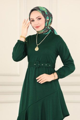 moda selvim 7010MRT754 الزيتي فستان - Thumbnail