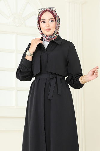 moda selvim Dress 7010UZ662 Black - Thumbnail