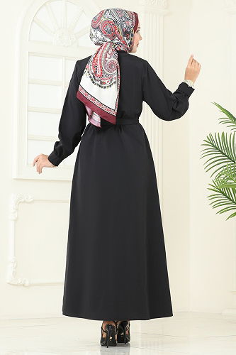 moda selvim الفستان أسود 7010UZ662 - Thumbnail