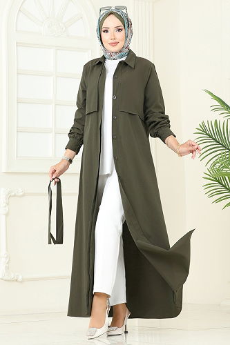 moda selvim Dress 7010UZ662 Khaki - Thumbnail