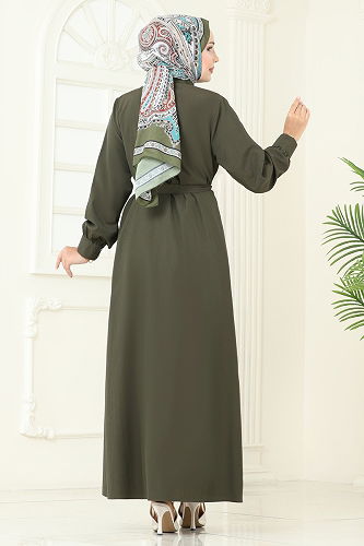 moda selvim Dress 7010UZ662 Khaki - Thumbnail