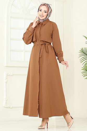 moda selvim Dress 7010UZ662 Tan - Thumbnail