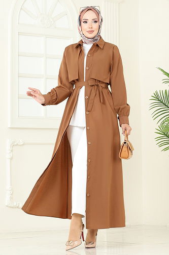 moda selvim الفستان عسلي 7010UZ662 - Thumbnail