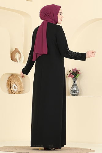 moda selvim الفستان أسود 7018OZT1013 - Thumbnail