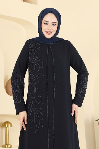 moda selvim Dress 7018OZT1013 Navy Blue - Thumbnail