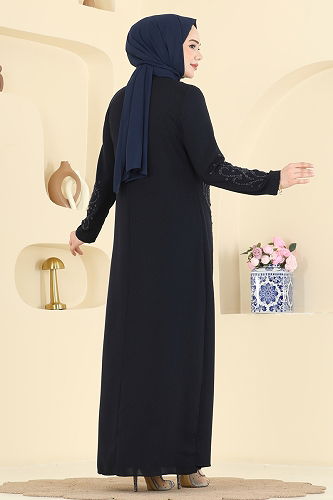 moda selvim Dress 7018OZT1013 Navy Blue - Thumbnail