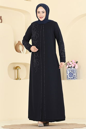 moda selvim الفستان كحلي 7018OZT1013 - Thumbnail