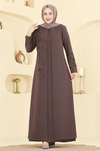 moda selvim Dress 7018OZT1013 Powder Vision - Thumbnail