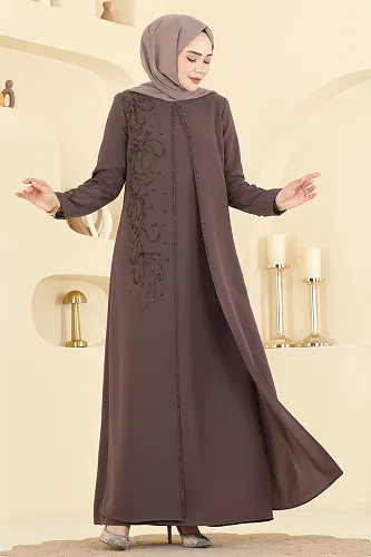 moda selvim Dress 7018OZT1013 Powder Vision - Thumbnail