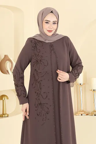 moda selvim Dress 7018OZT1013 Powder Vision - Thumbnail