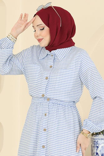 moda selvim Dress 7020OZN1046 Baby Blue - Thumbnail