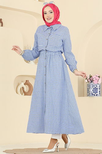 moda selvim الفستان كحلي 7020OZN1046 - Thumbnail