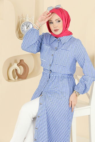 moda selvim الفستان كحلي 7020OZN1046 - Thumbnail