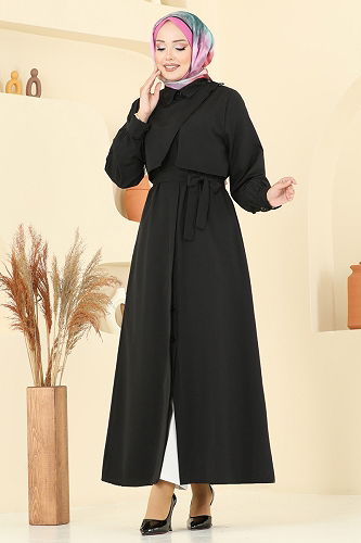 moda selvim Dress 7020UZ662 Black - Thumbnail