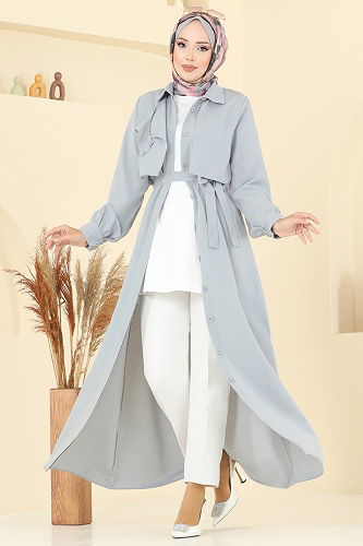 moda selvim Dress 7020UZ662 Gray - Thumbnail