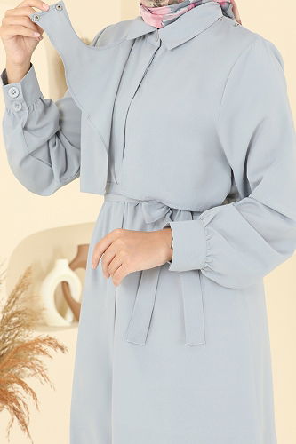 moda selvim Dress 7020UZ662 Gray - Thumbnail