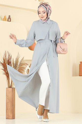 moda selvim Dress 7020UZ662 Gray - Thumbnail