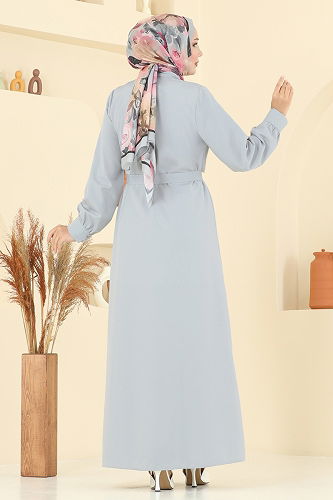 moda selvim الفستان رمادي 7020UZ662 - Thumbnail