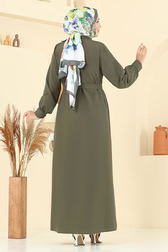 moda selvim Dress 7020UZ662 Khaki - Thumbnail