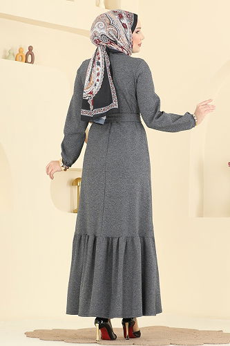 moda selvim Dress 702PM271 Anthracite - Thumbnail
