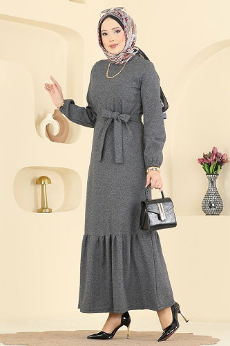 moda selvim Dress 702PM271 Anthracite - Thumbnail