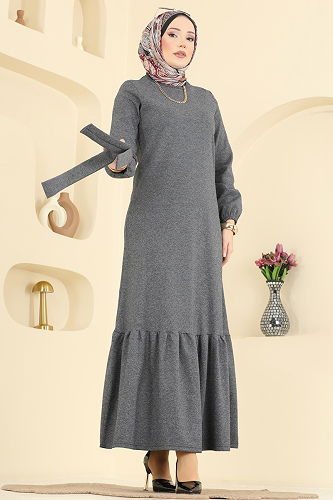 moda selvim Dress 702PM271 Anthracite - Thumbnail