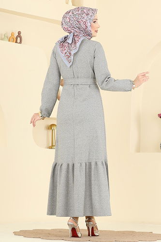 moda selvim Dress 702PM271 Gray - Thumbnail