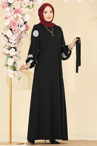 moda selvim الفستان أسود 7037TEG847 - Thumbnail