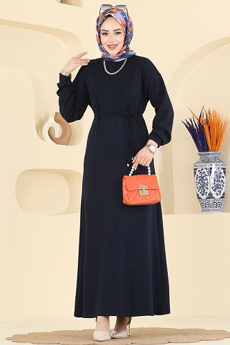 moda selvim الفستان كحلي 7053TEG847 - Thumbnail