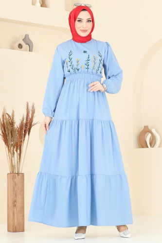 moda selvim Dress 7063ASN888 Baby Blue - Thumbnail