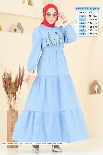 moda selvim Dress 7063ASN888 Baby Blue - Thumbnail