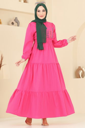 moda selvim Dress 7063ASN888 Fuchsia - Thumbnail