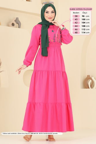 moda selvim Dress 7063ASN888 Fuchsia - Thumbnail