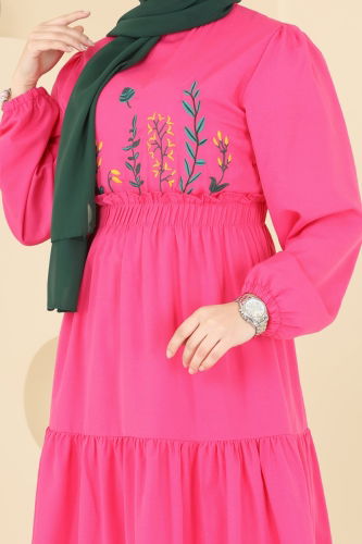 moda selvim Dress 7063ASN888 Fuchsia - Thumbnail