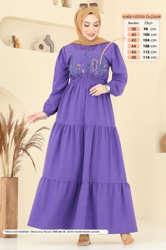 moda selvim Dress 7063ASN888 Purple - Thumbnail