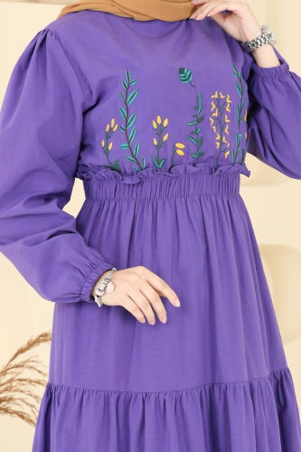 moda selvim Dress 7063ASN888 Purple - Thumbnail