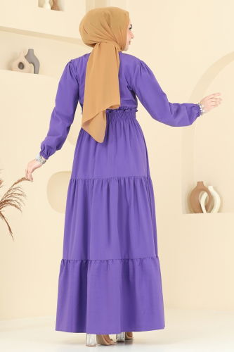 moda selvim Dress 7063ASN888 Purple - Thumbnail