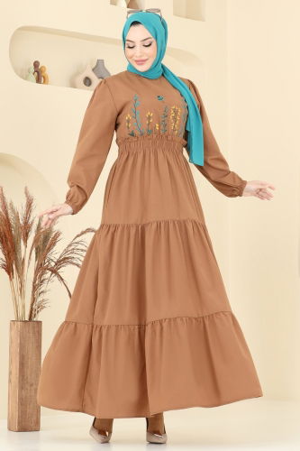 moda selvim Dress 7063ASN888 Tan - Thumbnail