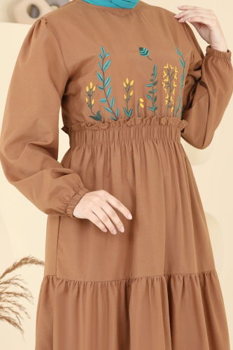 moda selvim Dress 7063ASN888 Tan - Thumbnail