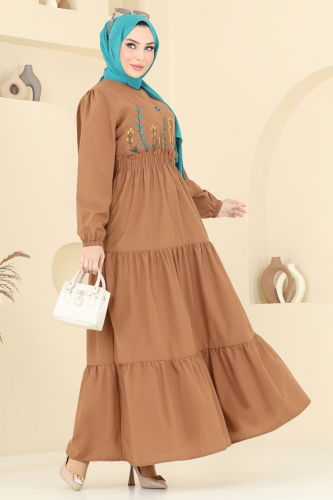 moda selvim Dress 7063ASN888 Tan - Thumbnail