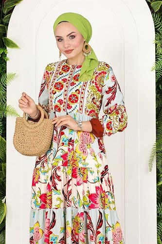 moda selvim Dress 7070VTN849 Claret Red - Thumbnail