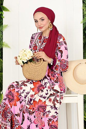 moda selvim Dress 7070VTN849 Dried Rose - Thumbnail