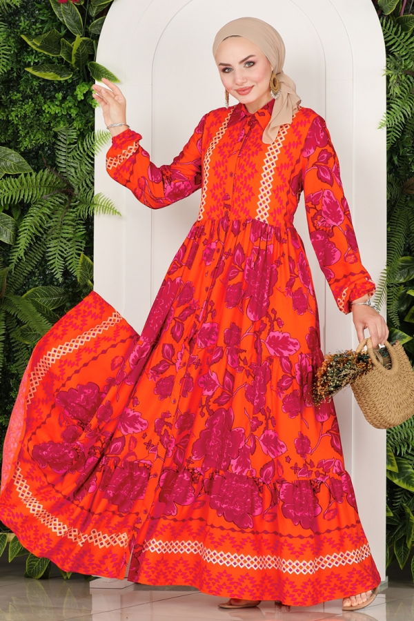 Modaselvim BIG SEASON DISCOUNT Dress 7086VTN849 Orange