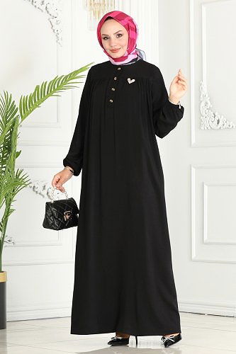 moda selvim الفستان أسود 7103BG354 - Thumbnail