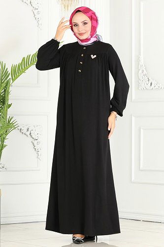 moda selvim الفستان أسود 7103BG354 - Thumbnail