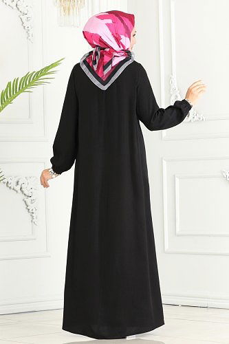 moda selvim الفستان أسود 7103BG354 - Thumbnail