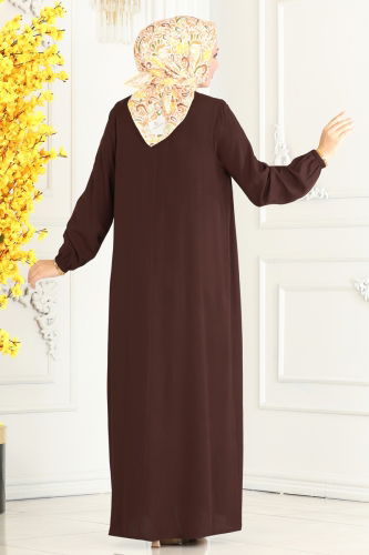 moda selvim Dress 7103BG354 Brown - Thumbnail